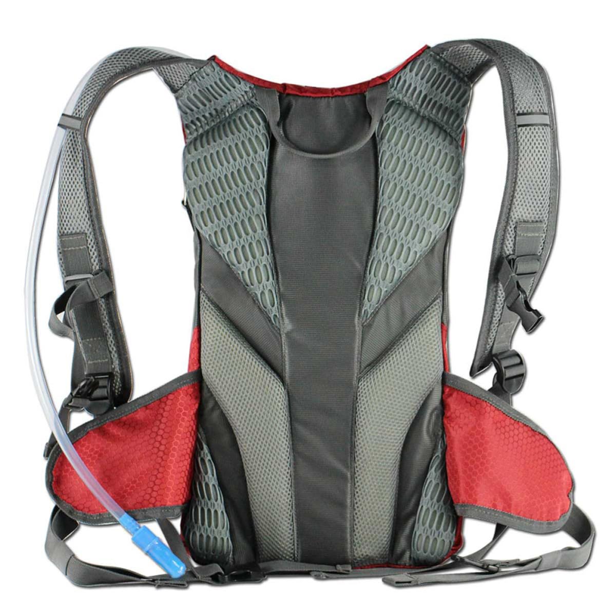 Solar Laderucksack mit USB Ladefunktion, Leichter Nylon Rucksack Rot
