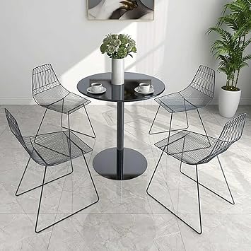 Round Bar Table for Narrow Space, High Top Pub Dining Table Counter Height Cocktail Bistro Table with Metal Base for 2-3 People, Coffee Table for Indoor Outdoor, Black(48x48x72cm)