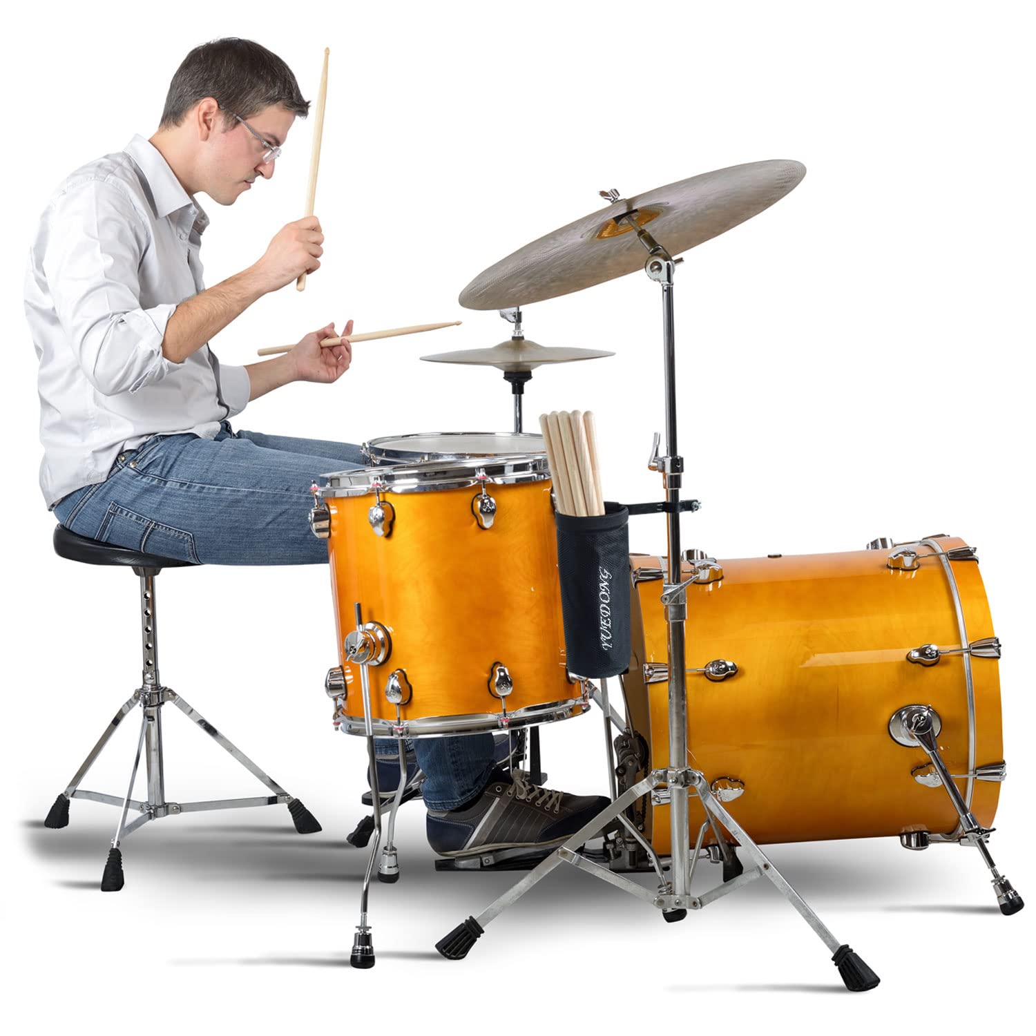 Tama HC84BW Roadpro Serie Cymbal Stand Galgenbeckenständer mit Gegengewicht + keepdrum DSC01 Drumstick-Halter