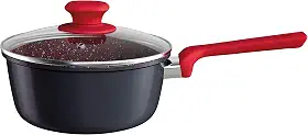 Panela 20 cm ColorStone de alumínio com antiaderente e tampa de vidro, Titânio,ALU8501-TI,Euro Home