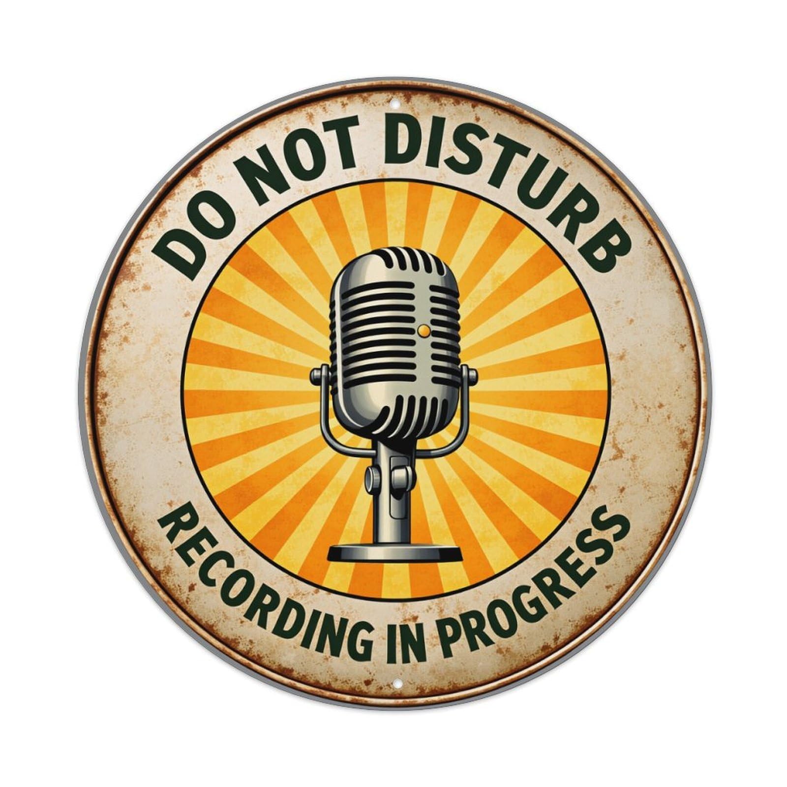Do Not Disturb Recording In Progress Round Tin Sign Vintage Metal Poster, Home Bar Garage Man Cave Cafe Indoor & Outdoor Wall Decoration 8x8Inches