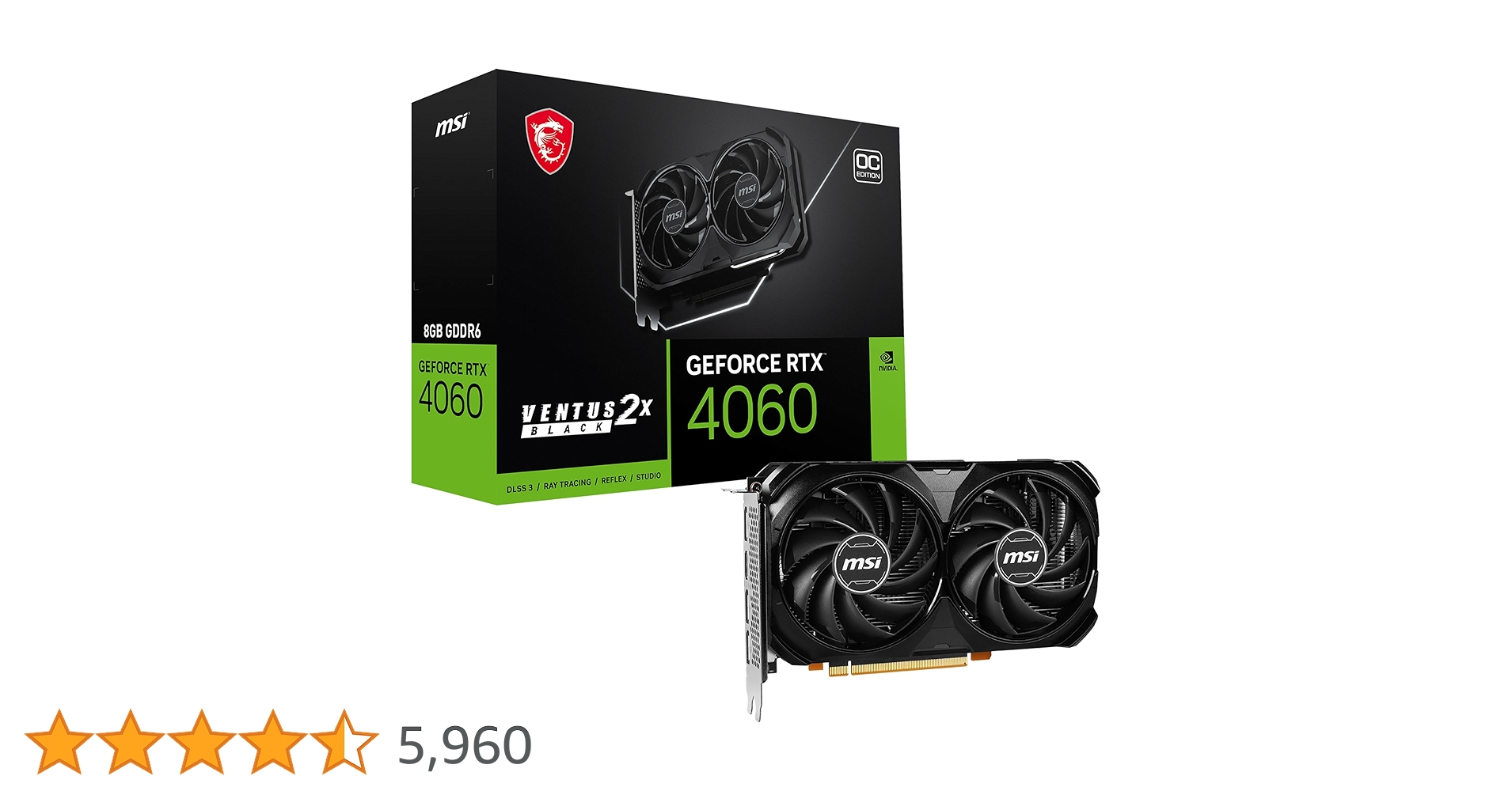 Amazon.co.jp: MSI GeForce RTX 4060 VENTUS 2X BLACK 8G OC Graphics