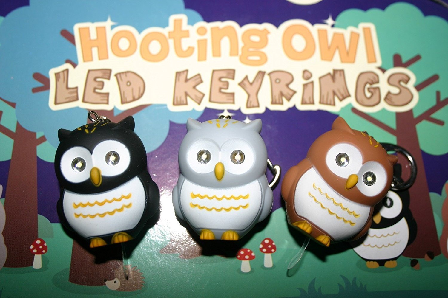 Puckator Hooting Owl LED Keyring with Sound - Key Chains For Men - Key Wallets For Men - Small Toys For Mystery Boxes - Small Gifts For Kids - Keychain Cute - Metal And Resin Keyring