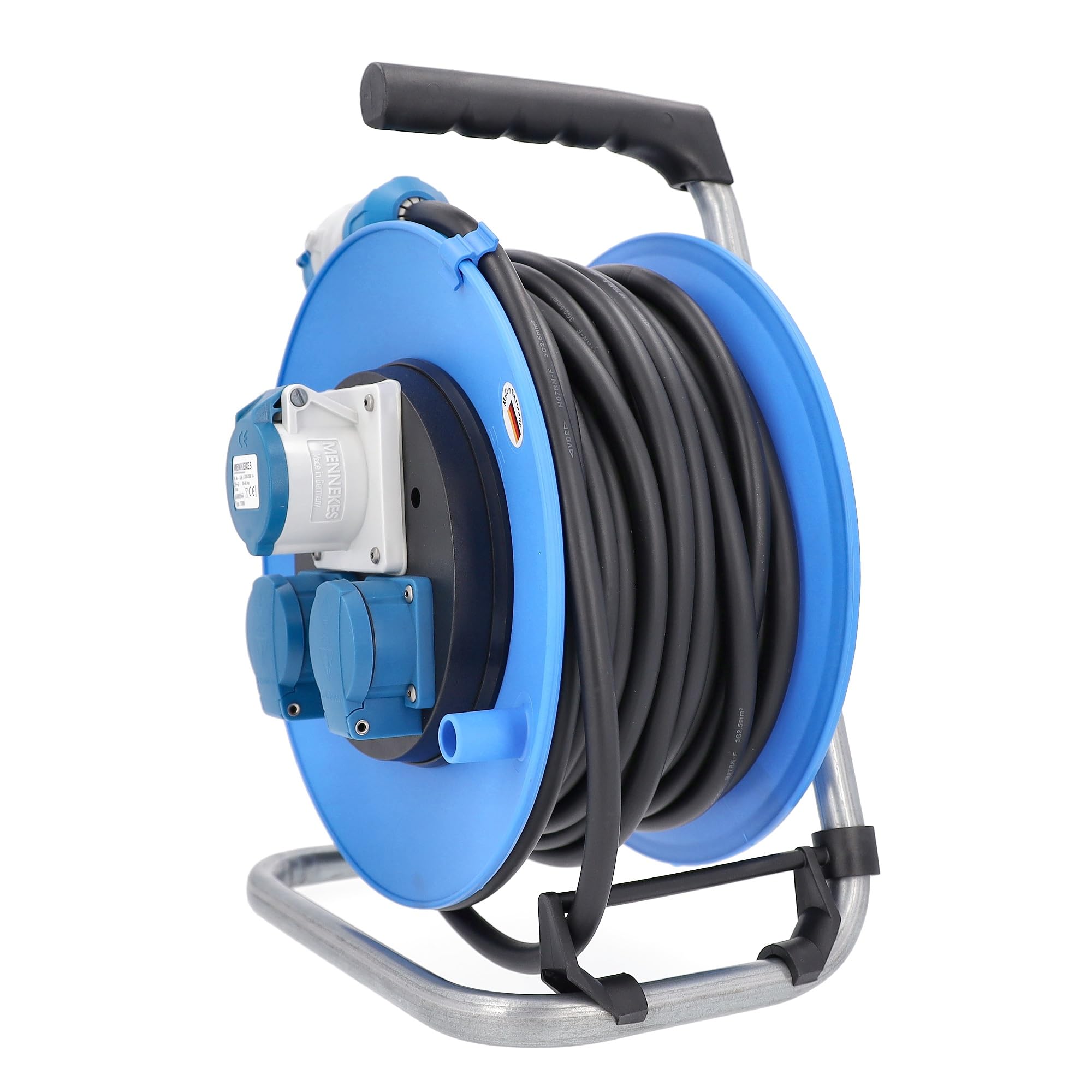 as - Schwabe CEE Enrouleur de Câble CEE 230V pour Camping - 25 m | Dévidoir de Rallonge Électrique avec Fiche CEE et 25 m de Câble Extérieur IP44 Made in Germany - Black I 810176