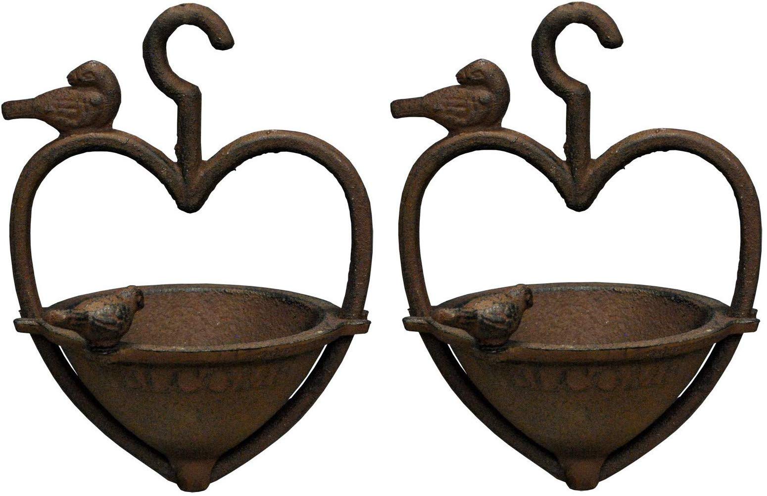 Selections Vintage Heart Shape Cast Iron Decorative Hanging Wild Bird Seed Feeder (Pack of 2)