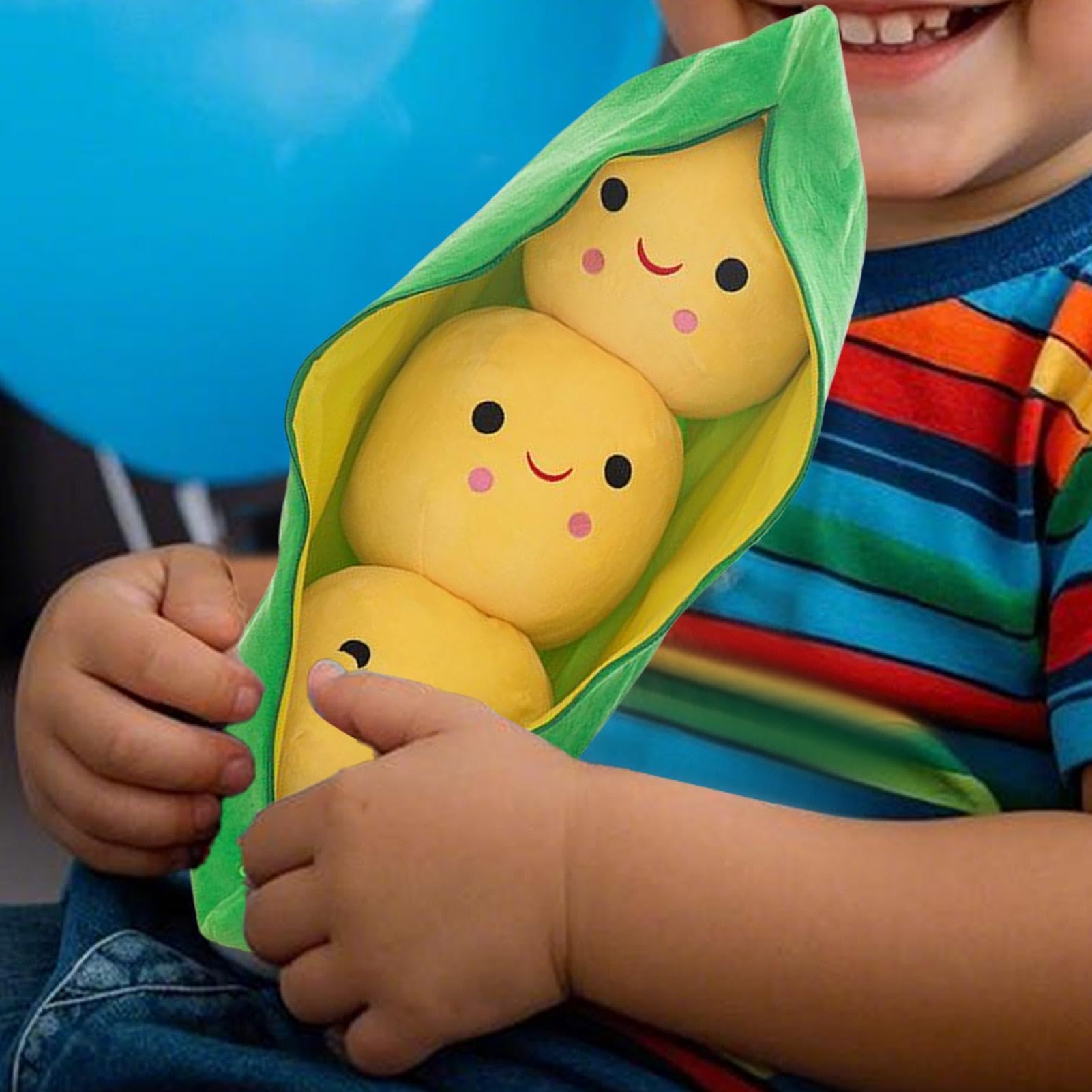 Stuffed Pea Pod 25cm/40cm 3 Peas-in-A-Pod Plush Plant-Themed Soft Figure Huggable Comfort Toy Pea Plush Soft Cuddle Doll For Room Sofa Decor Car Decoration - Image 3