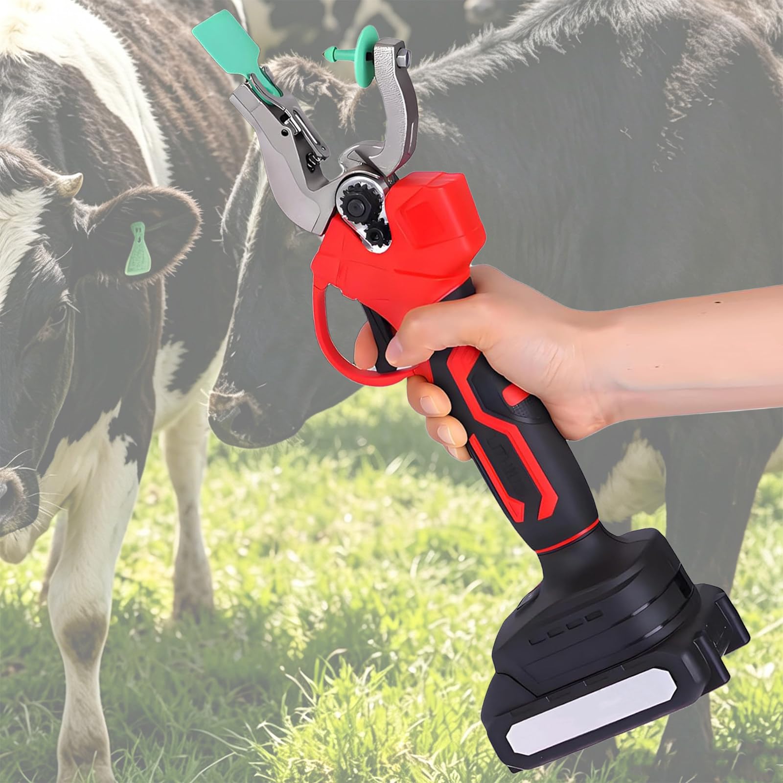 BITYCOW Cordless Electric Ear Tag Pliers, Portable Livestock Ear Marker with Auto Rebound, Digital Count Function, Farm Animal Tagging Tool for Cattle Sheep Pigs