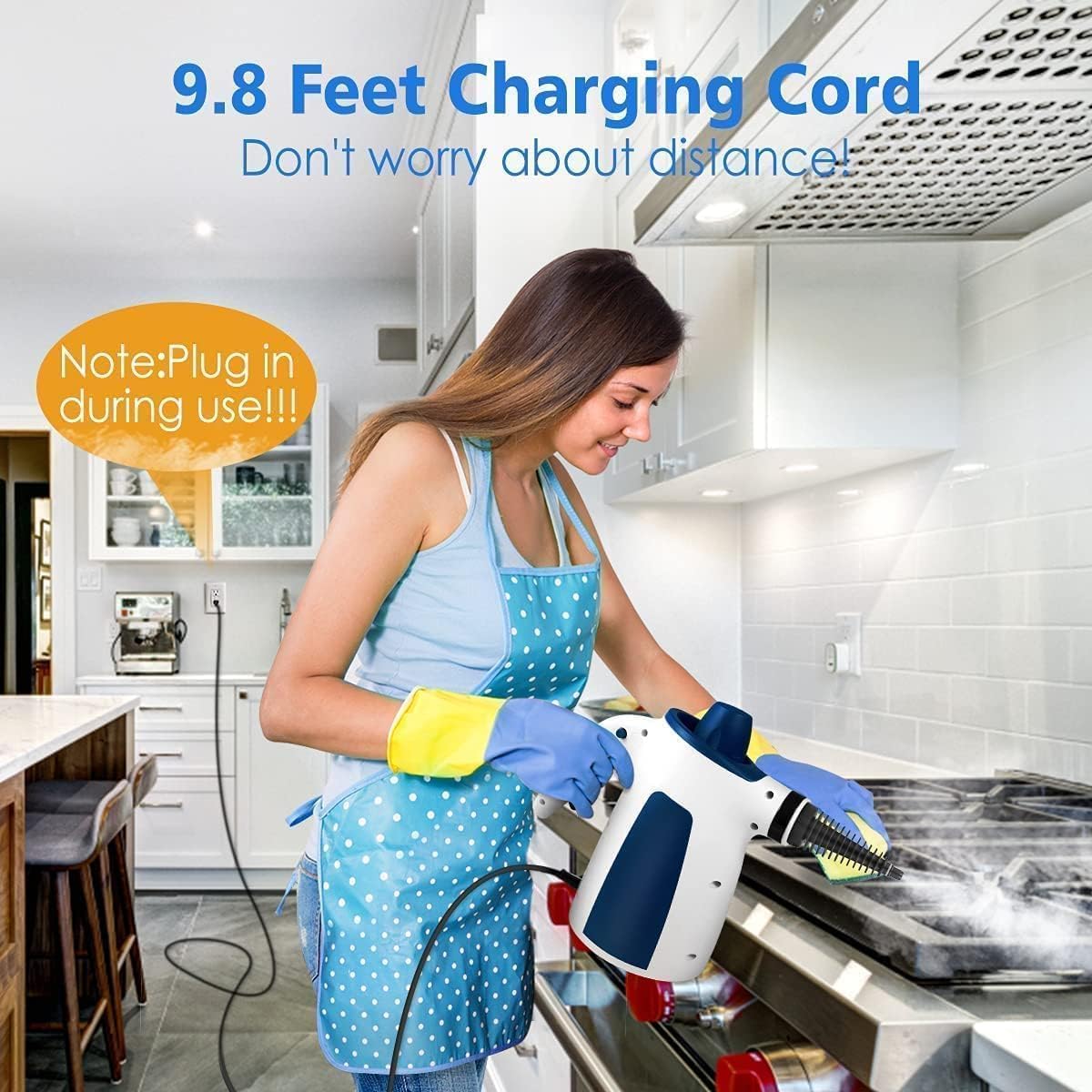 Handheld Pressurized Steam Cleaner with 9 PCS Accessories, Multi-Surface Steamer for Cleaning with Safety Lock, 350ML Large Water Tank Upholstery Grout Steam Cleaner for Home, Car and Furniture
