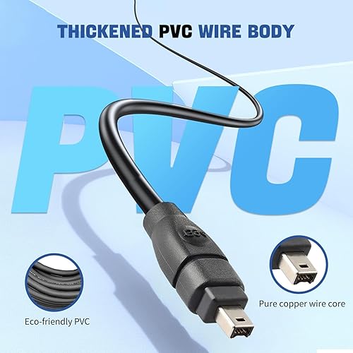 Vista 15 de FireWire - Cable de 800 a 400 de 9 pines a 4 pines de 6 pies, DV a Firewire Cables IEEE 1394 Firewire 800 de 9 pines/6 pines para Mac Pro, MacBook