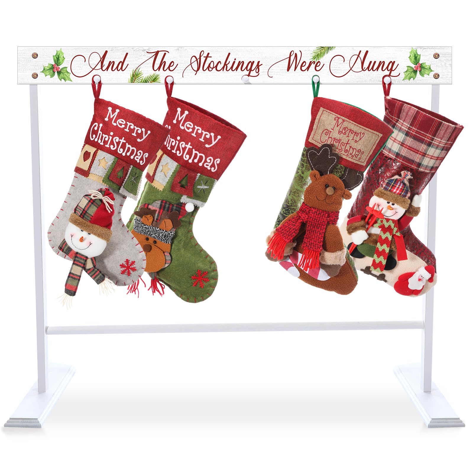 Support de chaussettes de Noël en bois blanc pour sublimer votre déco de cheminée d'hiver