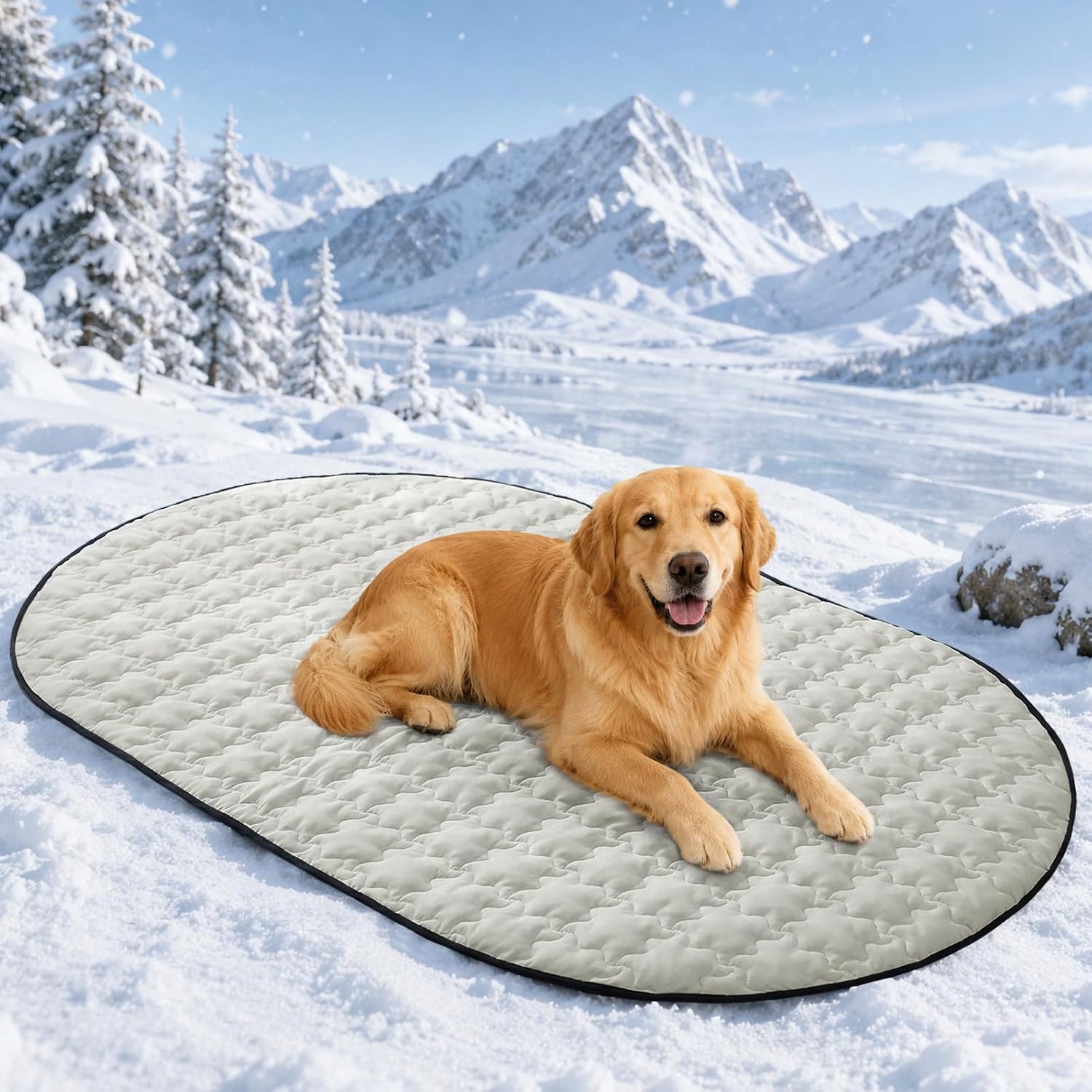 ROOMTECT Dog Cooling Mat, 59" Extra Large Thick & Breathable Q-Max>0.5 Cooling Pad for Dog Waterproof Dual-Sided Fabric for All Seasons Pet Cooling Mat for Indoor and Outdoor - Blue