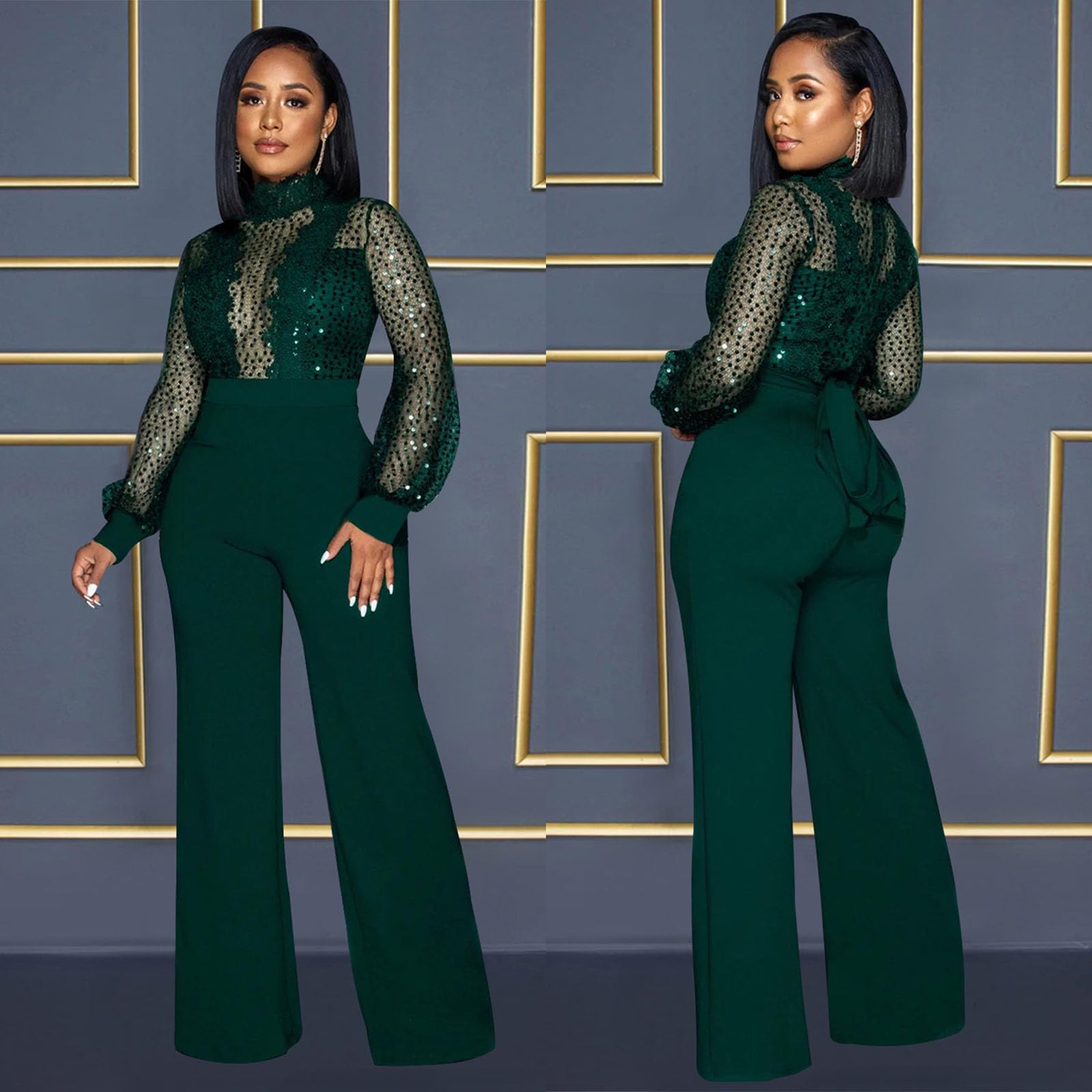 Damski Seksowny Przezroczysty Kombinezon Bodycon Slim Fit Plus Size Modny Kombinezon Klubowy Pajacyki Na Imprezę