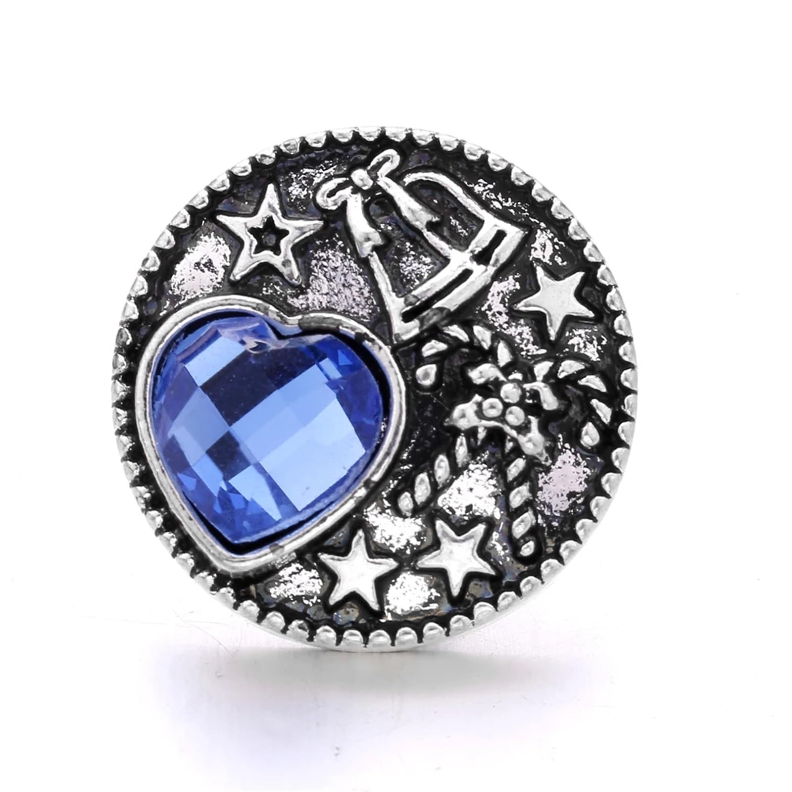 Bottoni automatici in metallo, bottoni per jeans, Bottoni 5 pz/lotto Scatta Gioielli Blu Strass Fiore 18mm a pressione in metallo Fit Metallo Snap Bracciale Collana regalo(KB190 DBL)