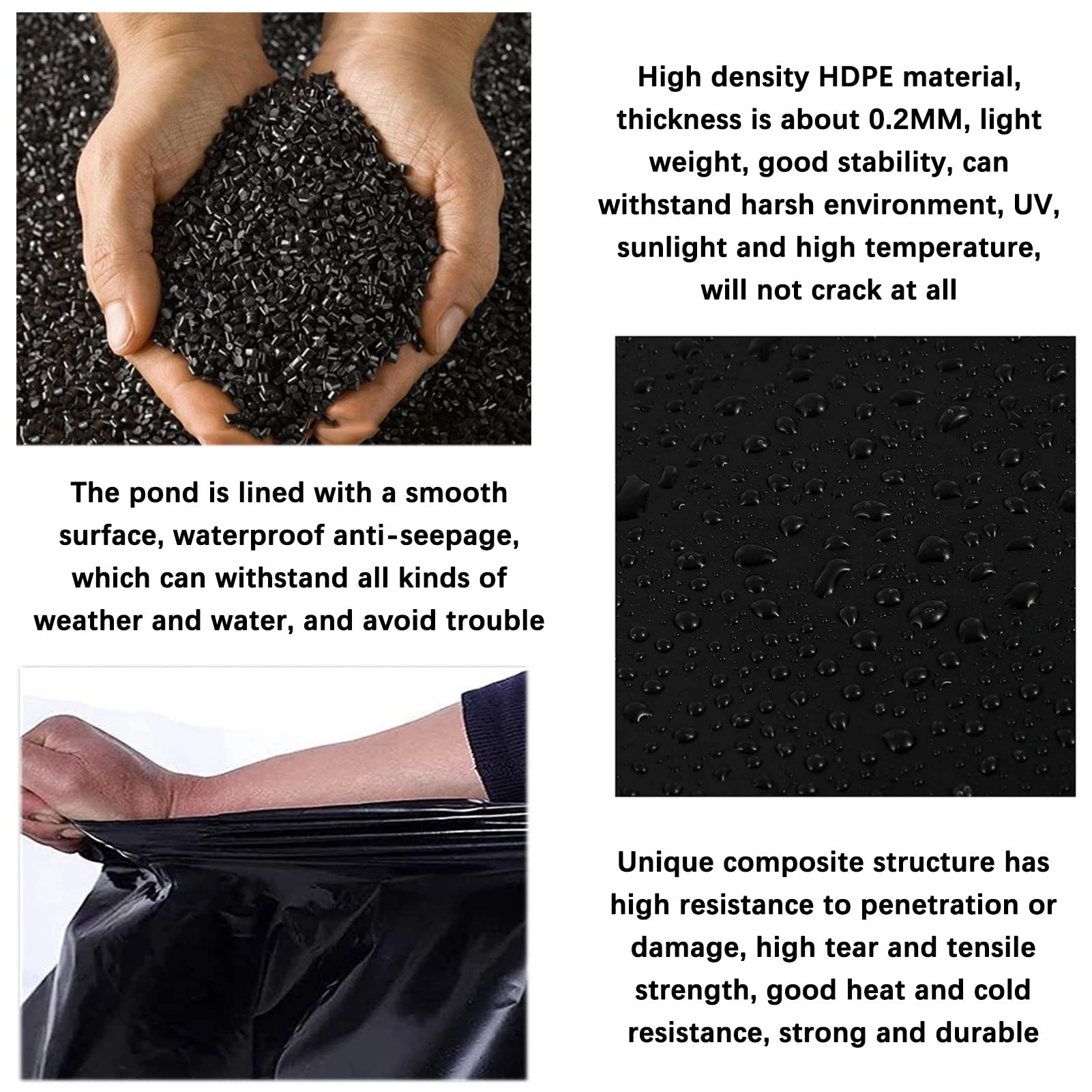 Genérico Revestimientos Flexibles y duraderos para estanques - Lámina paisajística Impermeable y Resistente a los Rayos UV para estanques de Peces, Fuentes y protección de taludes - Membrana resisten