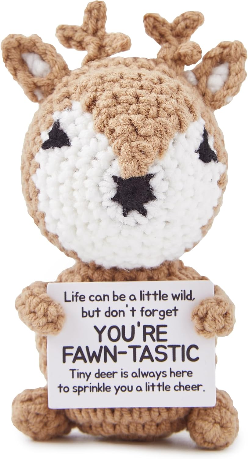 Joliecraft Positive Crochet Deer Emotional Birthday Gifts for Women Men