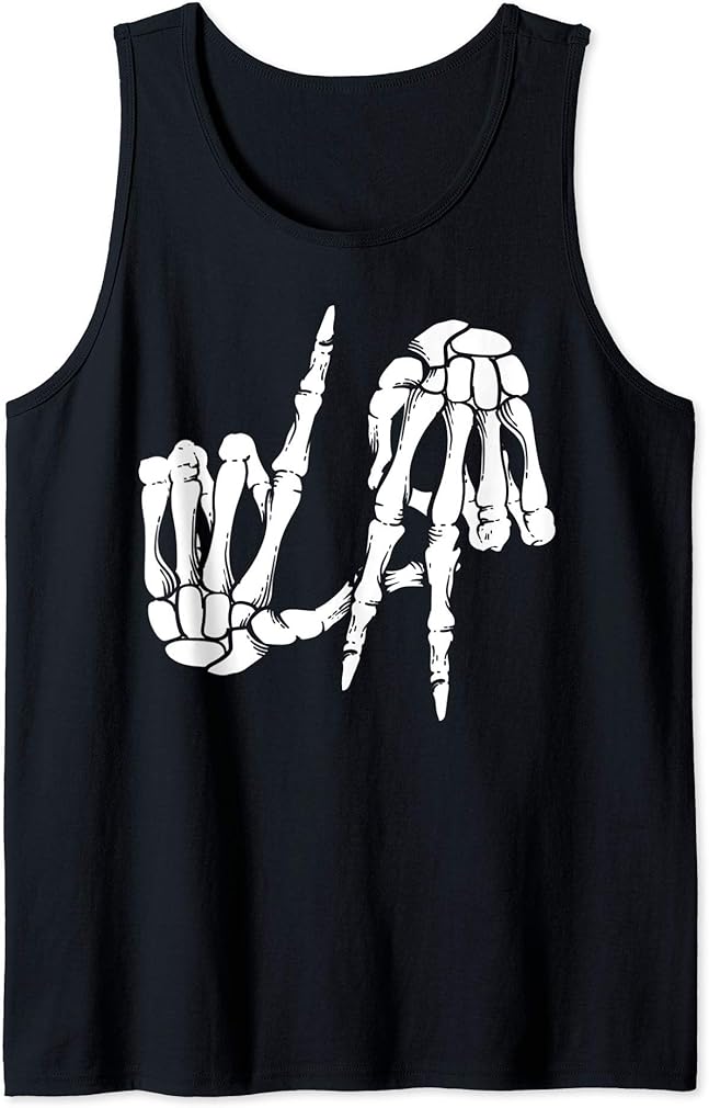 Cute Freaky Los Angeles Hand Sign Skeleton LA Gift Tank Top