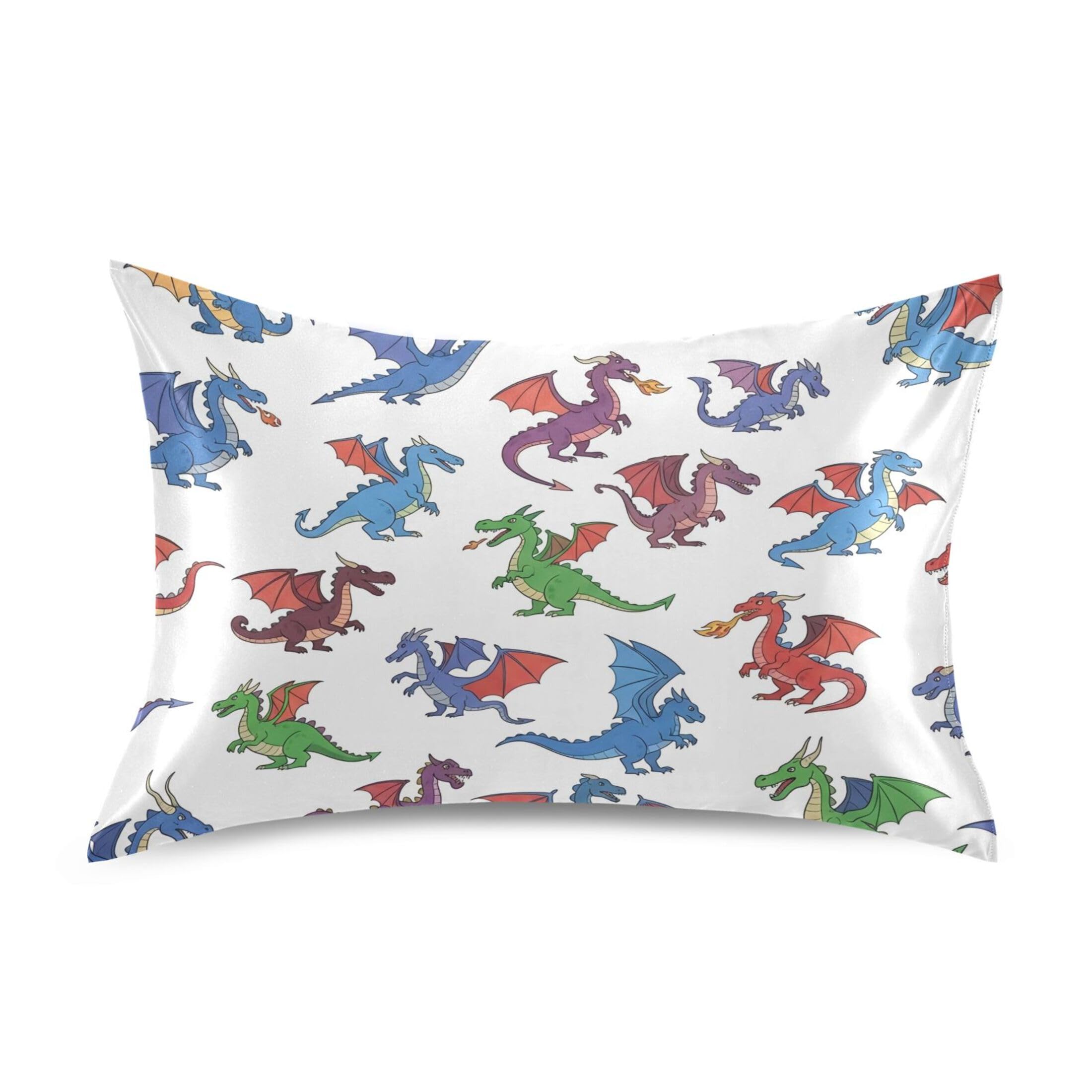 Fuauuyl Pillowcase Queen Size 20x30 in, Dragons Soft Breathable Satin Pillow Case for Hair and Skin with Envelope Closure Wrinkle-Free