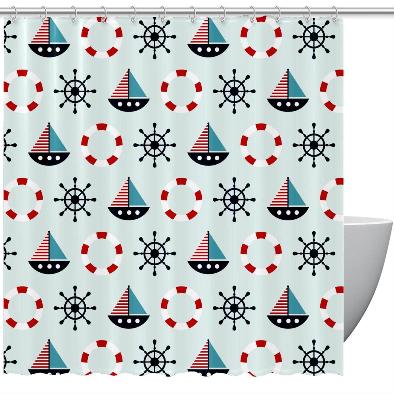 Rideau de douche nautique grand format 182x182 cm rideau de salle de bain
