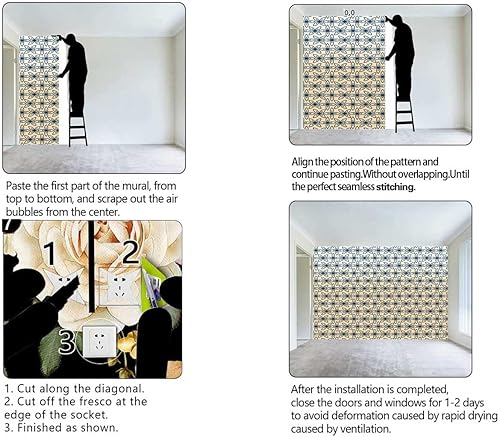 Miniatura 4 de Papel para Pared Decorativo Cream Coloured Walpaper Geometric Checked Wall Decor Easy to Install (W) 118" X(H) 110"