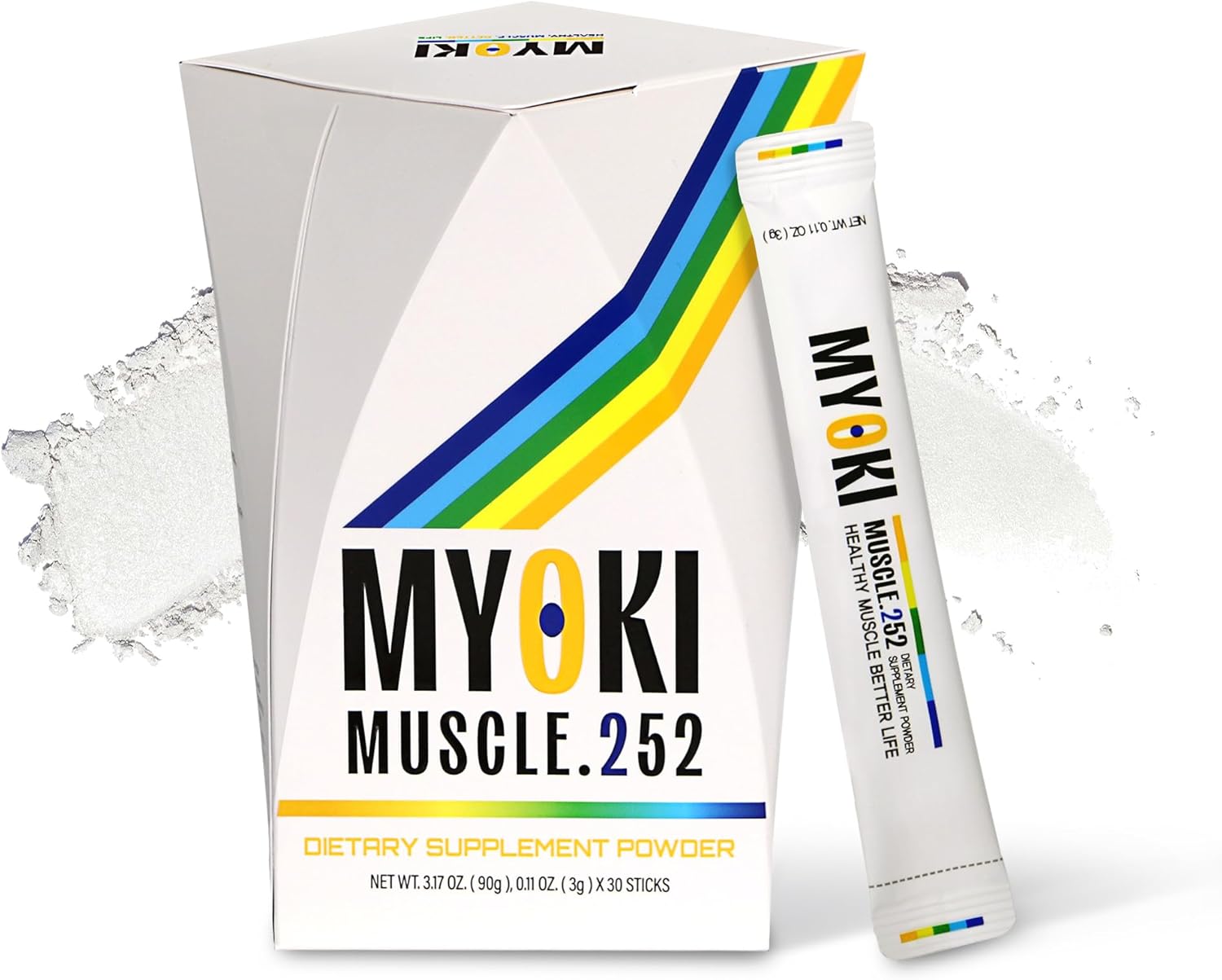 MYOKI Muscle Support Powder – Science-Backed Supplement for Lean Muscle, Strength & Mobility – Novel Formula for Muscle Health & Loss Support – 0.1 oz / 3 g Stick Packs, 30 Count