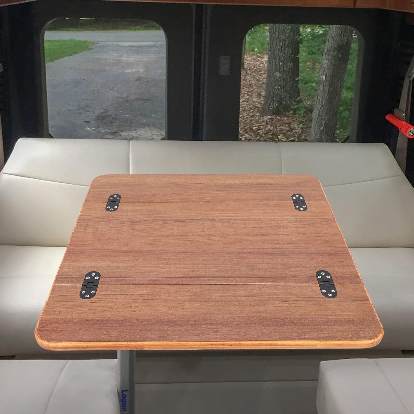 Haofy RV-Tischplatte massives Holz 595x580mm faltbar versiegelt mit Metallkante für Wohnmobile, Boote, Yachten für Essbereich, Arbeitsfläche, Outdoor-Küche