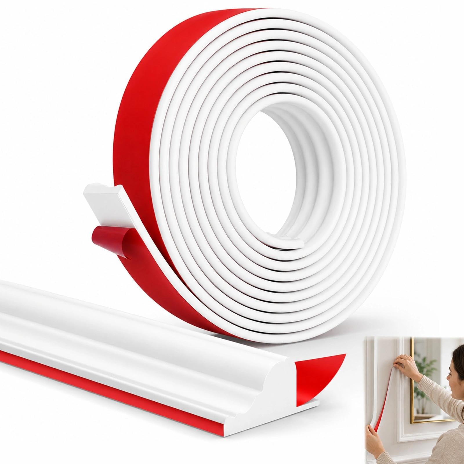 Peel and Stick Wall Moulding Panels, 3M x 3.2CM Self-Adhesive Dado Rail