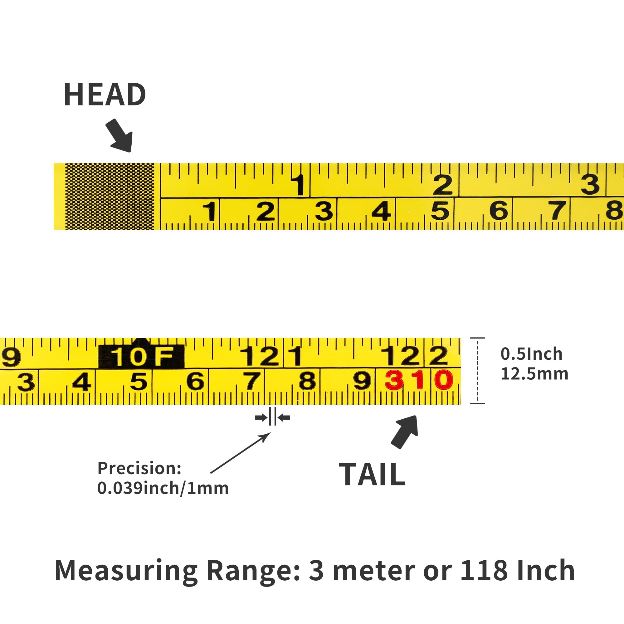 Steel Measuring Tape - 2 Pack Self Adhesive -2