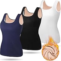 Vista 1 de Camiseta térmica sin mangas para mujer, ajuste holgado, talla grande, gruesa, cálida, sin mangas, con forro polar, ropa interior, capa base superior