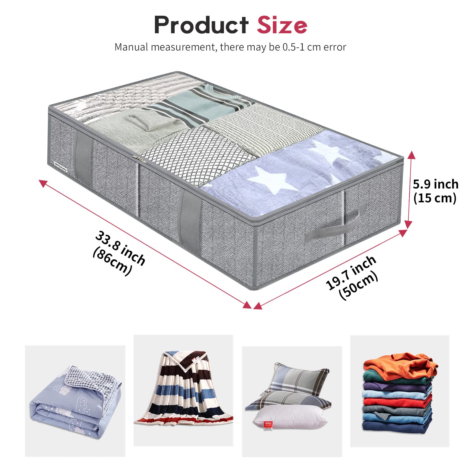Onlyeasy Breathable Under Bed Storage Bags with 4 Reinforced Handles and Sturdy Side Wall - Image 2