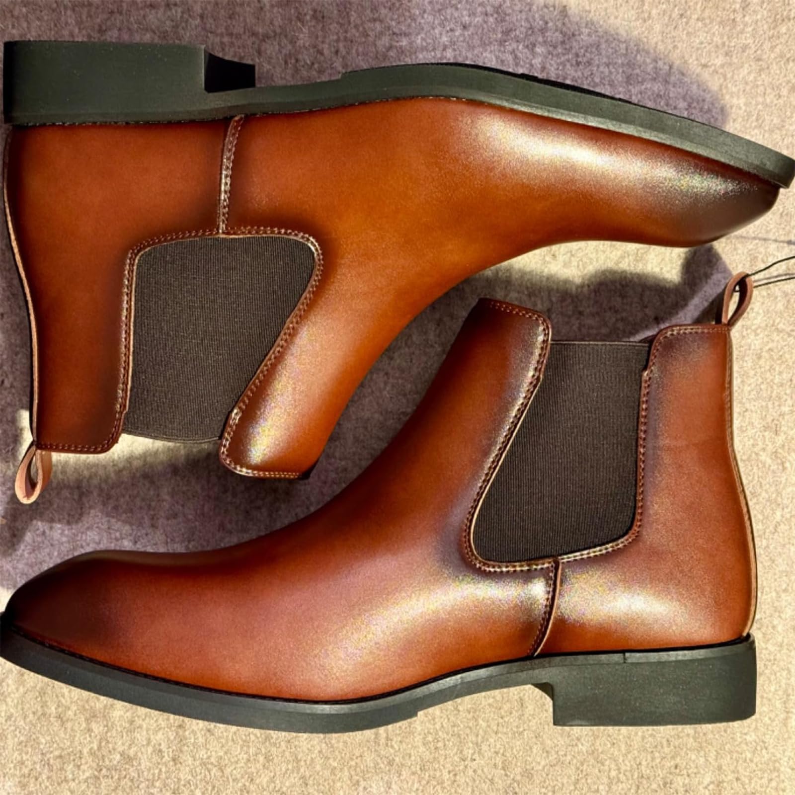 SANNAX Herren Chelsea Stiefel Boots Stiefeletten Business Formelle Mokassins Abendschuhe Formal