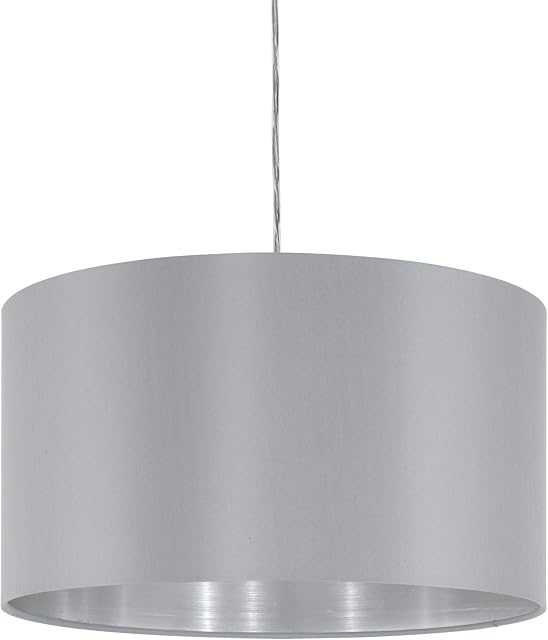 EGLO 31601 E27 Satin Nickel Fabric Pendant MASERLO