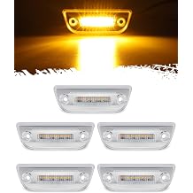Partsam 5pcs 9 LED Cab Light Truck Trailer Cab Marker Clear Lens Top Roof Running Reflective Lights Assembly Compatible with Peterbilt 579 & Heavy Trucks T680, T770, T880 Cab Lights