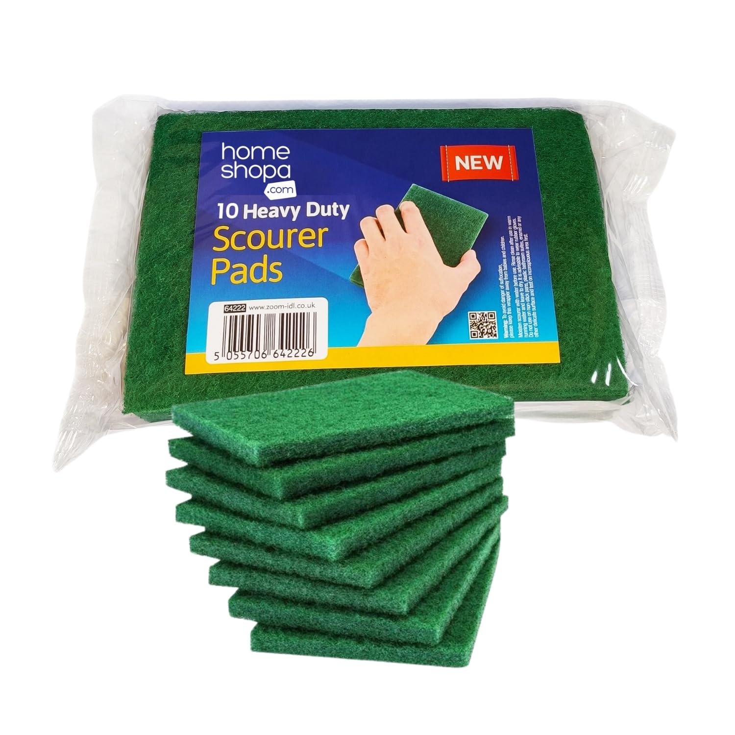 HOMESHOPA Heavy Duty Scouring Pads, 10 Pack Multipurpose Kitchen & Household Cleaning Sponge Scrubber Pads for Sink, Dish, Pots & Pan, Non Scratch Reusable Washing Up Scourer