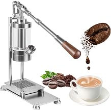 Manual Lever Portable Espresso Maker, Hand-Pressed Stainless Steel Coffee Machine, 1-16bar Pressure, Solid Wood Handle, 58mm Portafilter for Cappuccino Latte Macchiato