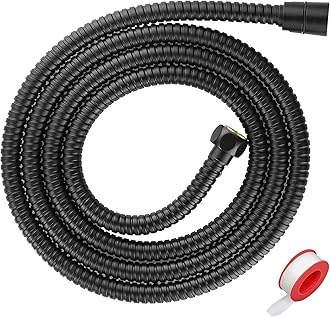 Extra Long Shower Hose - Stainless Steel Attachment for Handheld Shower Head, All Metal Kink-Free Extension with Brass Insert and Nut (79", Black)