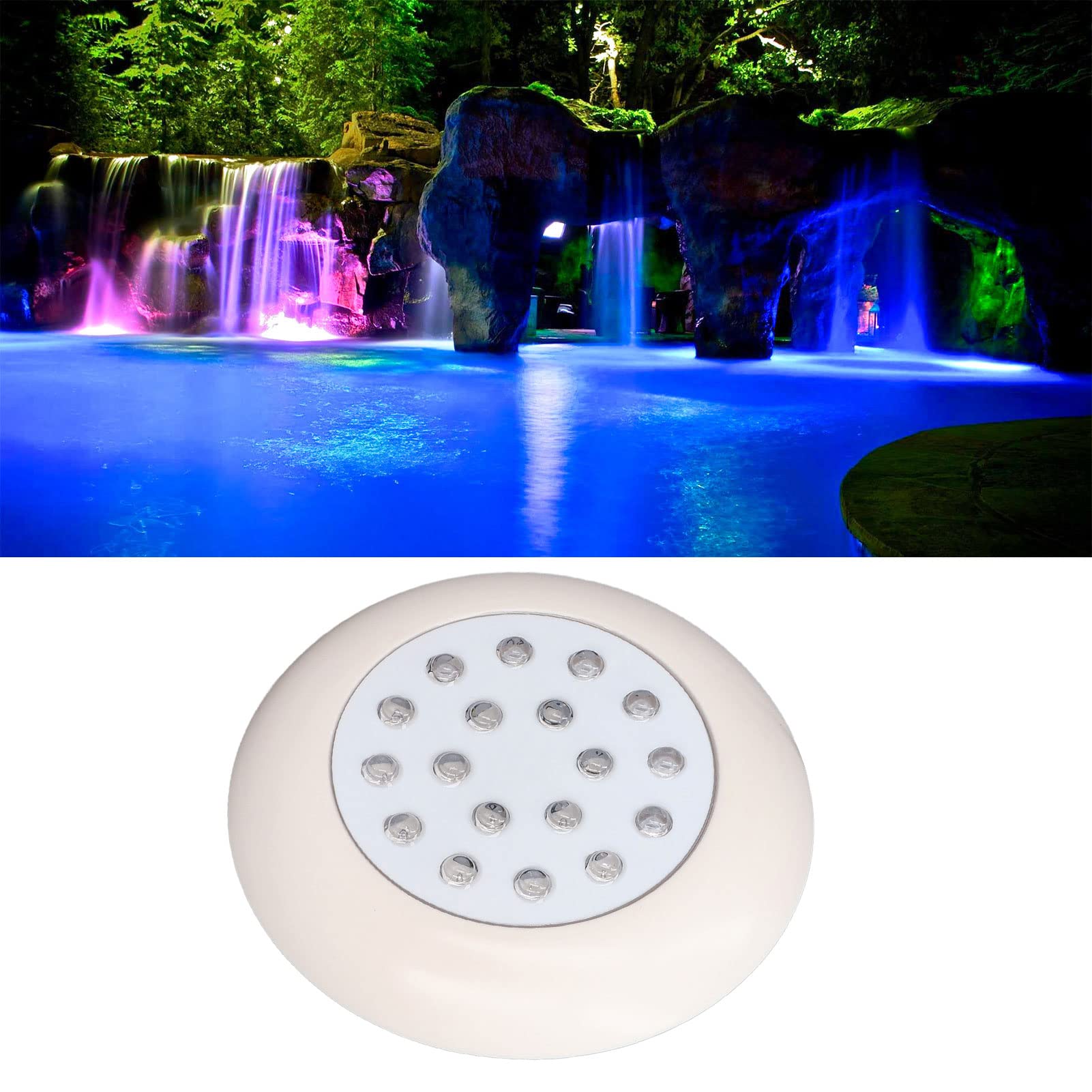 Luce Subacquea LED RGB 10W 12V – IP68 Impermeabile, 1000LM, 18 LED Per Piscina E Fontane