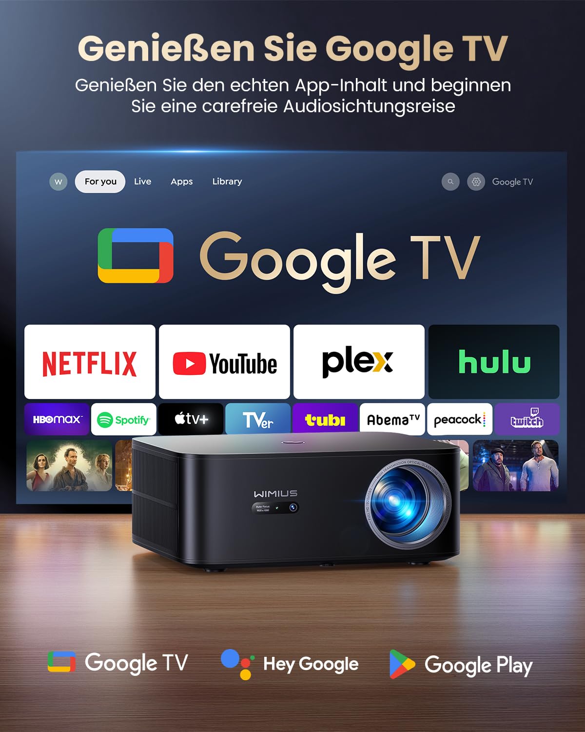 Proiezione 4K WiFi6 20W Google TV Projector 1200 ANSI - Dettaglio