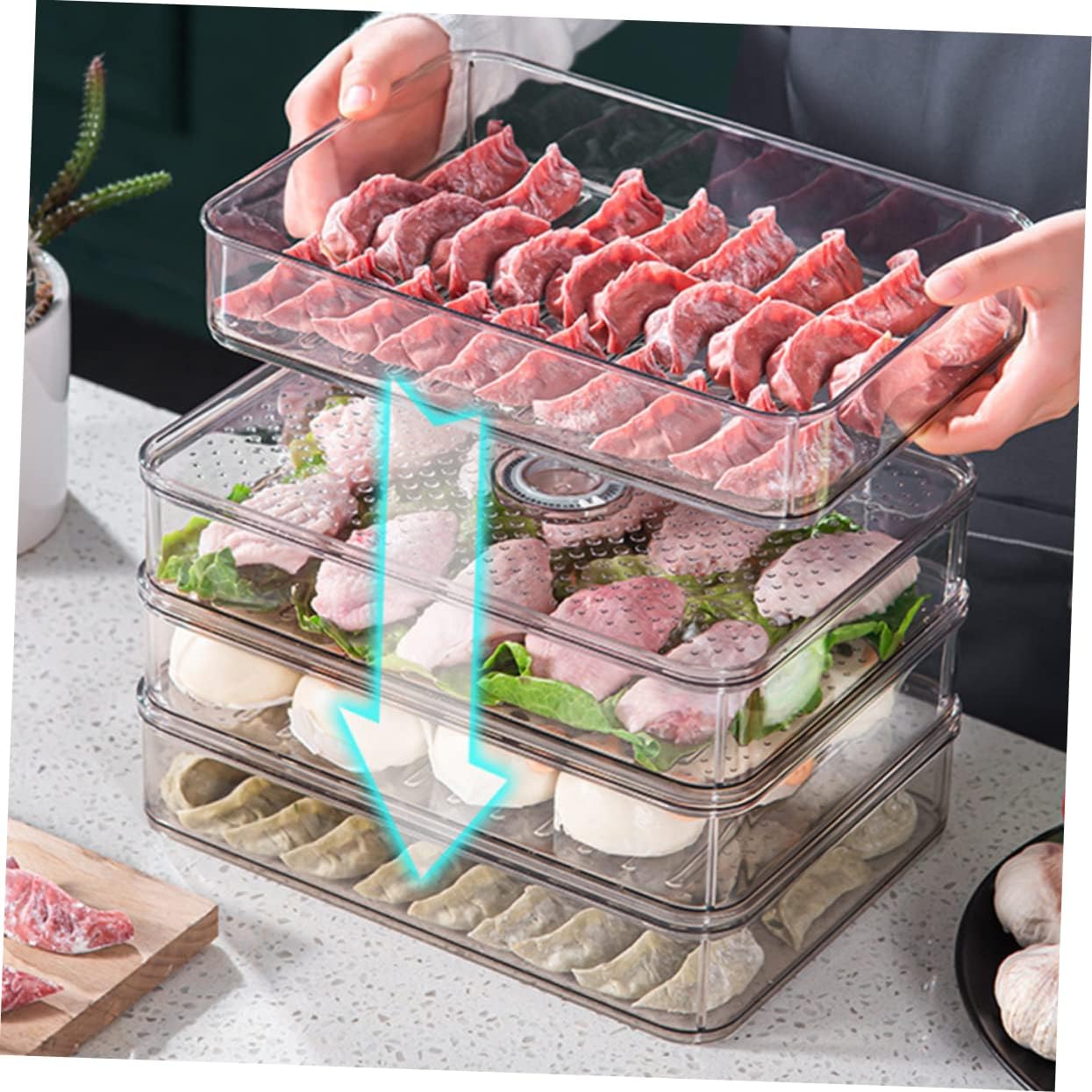 1pc Multi-layer Fresh Storage Box for Refrigerator Stackable Crisper Organizer Practical Pet Food Storage Container for Fruits and Eggs Efficient Space-saving Design Layers