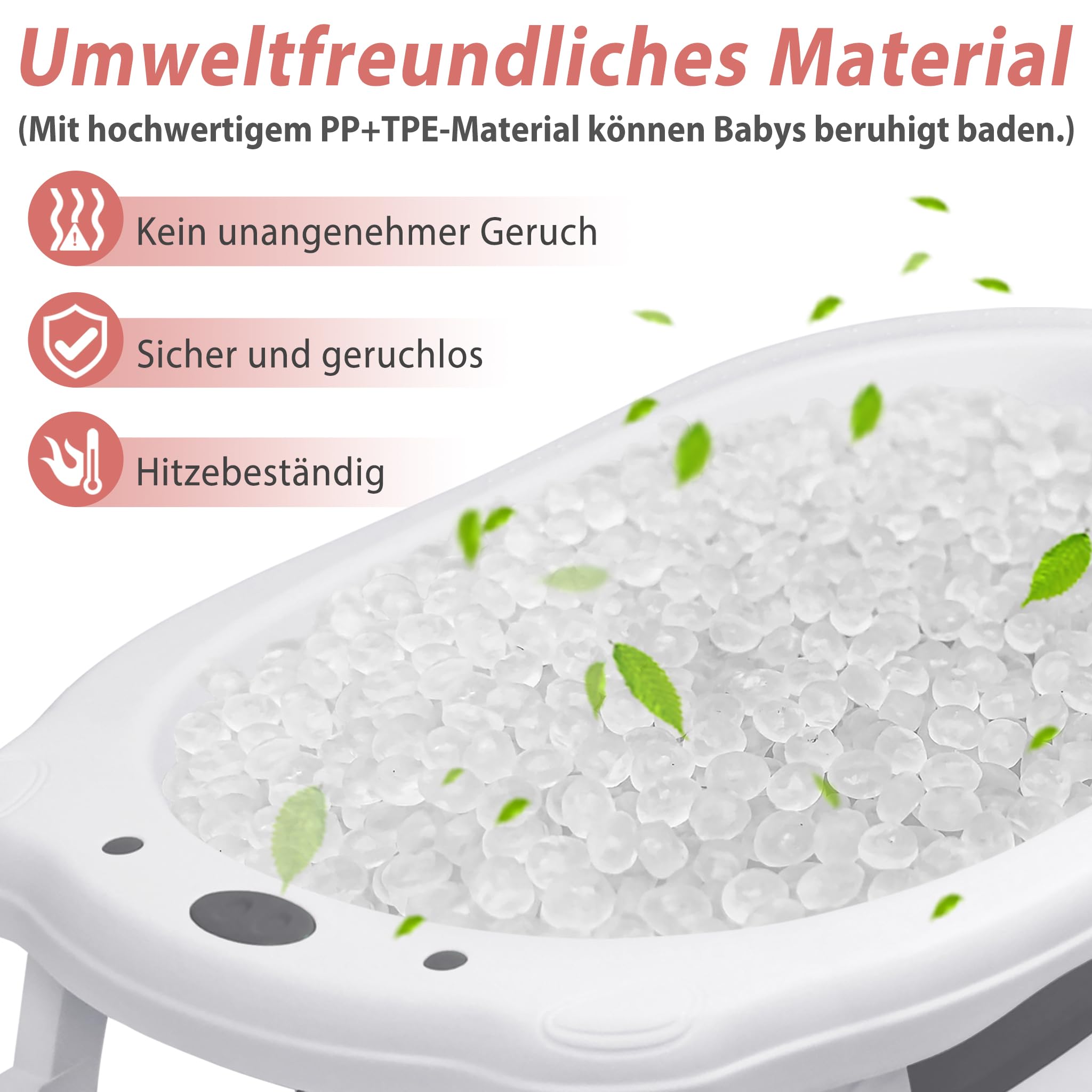 Aufun Faltbare Baby Badewanne ergonomische Babywanne mit rutschfesten Füßen für Babys und Neugeborene, inkl. Bade Sitzkissen, folding bathtub, platzsparend (Grau+ Badewannenkissen)