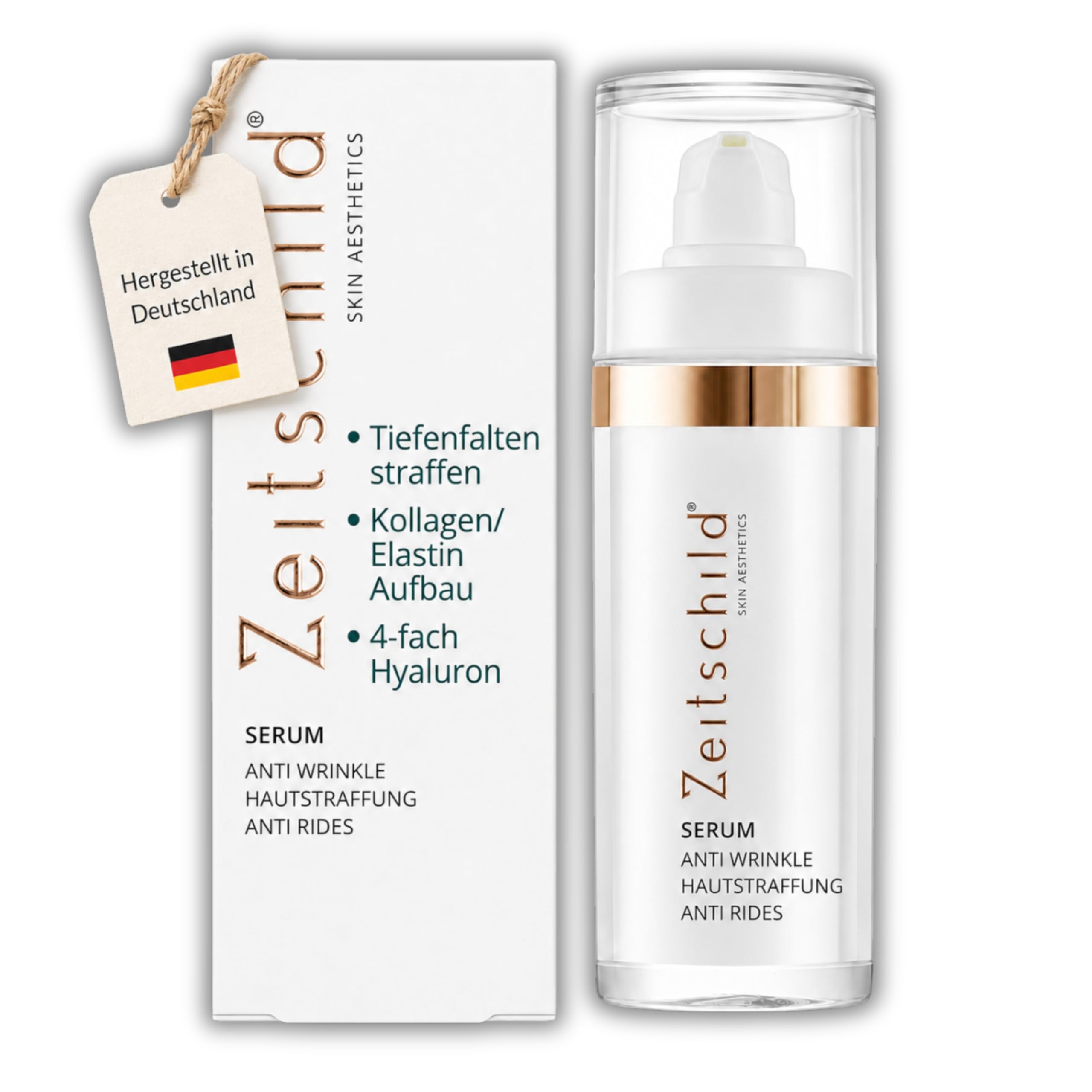 Anti Falten Serum Hochdosiert mit 4-fach Hyaluronsäure Matrixyl 3000 & OLT® - Anti-Aging Hyaluron Gesichtsserum gegen Tiefenfalten - Reife Haut Frauen Männer 30ml Made in Germany