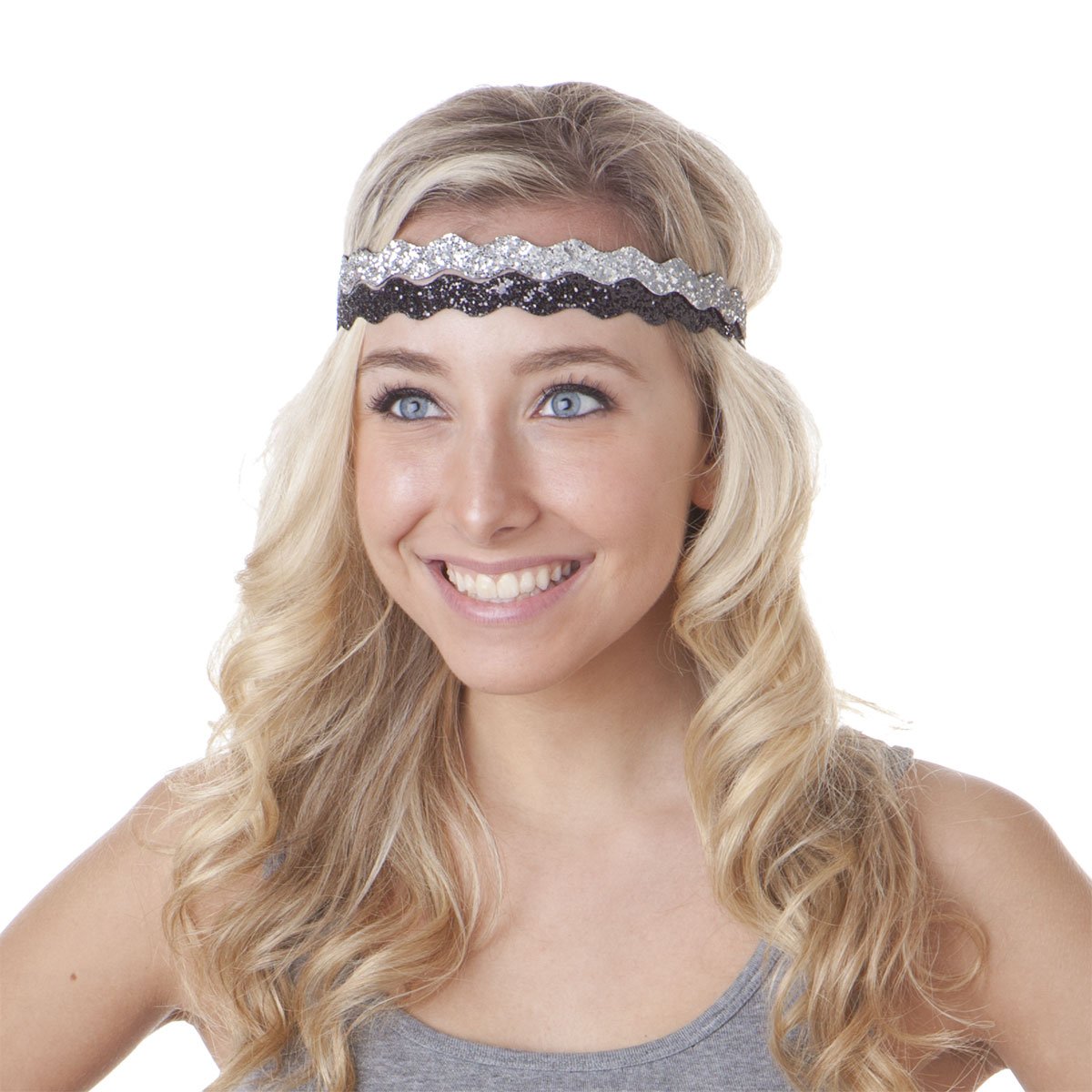 Hipsy Damen-Haarband, glitzernd, verstellbar, rutschfest, 10 Stück (Wave Bold & Pastel 10 Stück)