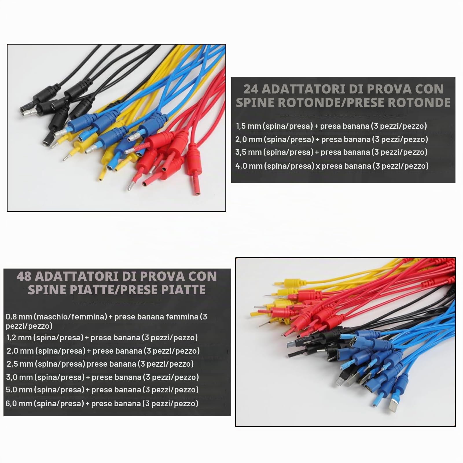 Kit 92 in 1 Puntali per Multimetro Test Lead, Cavi di Misura, Kit di Accessori per Test Elettrici Sostituibili