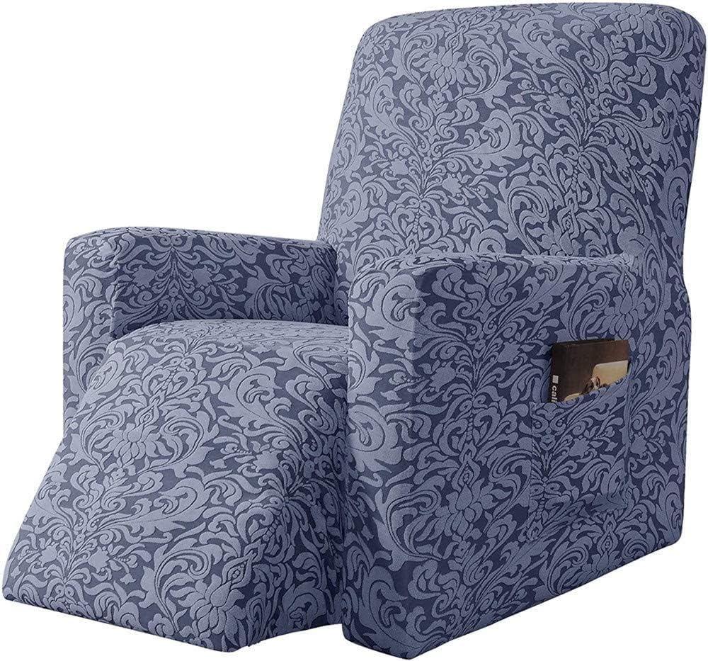 Printed Recliner Chair Cover Stretch Recliner Sofa Slipcovers with Fashion Pattern, Polyester Couch Covers with Elastic Bottom and Side Pocket for Living Room (Color : Green)