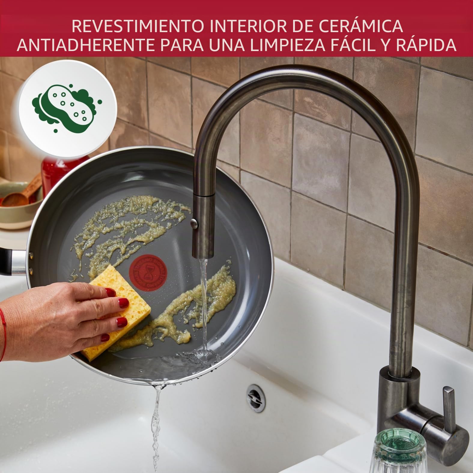 Lagostina Gota Wok 28 cm, revestimiento de cerámica antiadherente, deslizamiento óptimo, limpieza fácil, Thermo-Signal, segura, compatible con inducción
