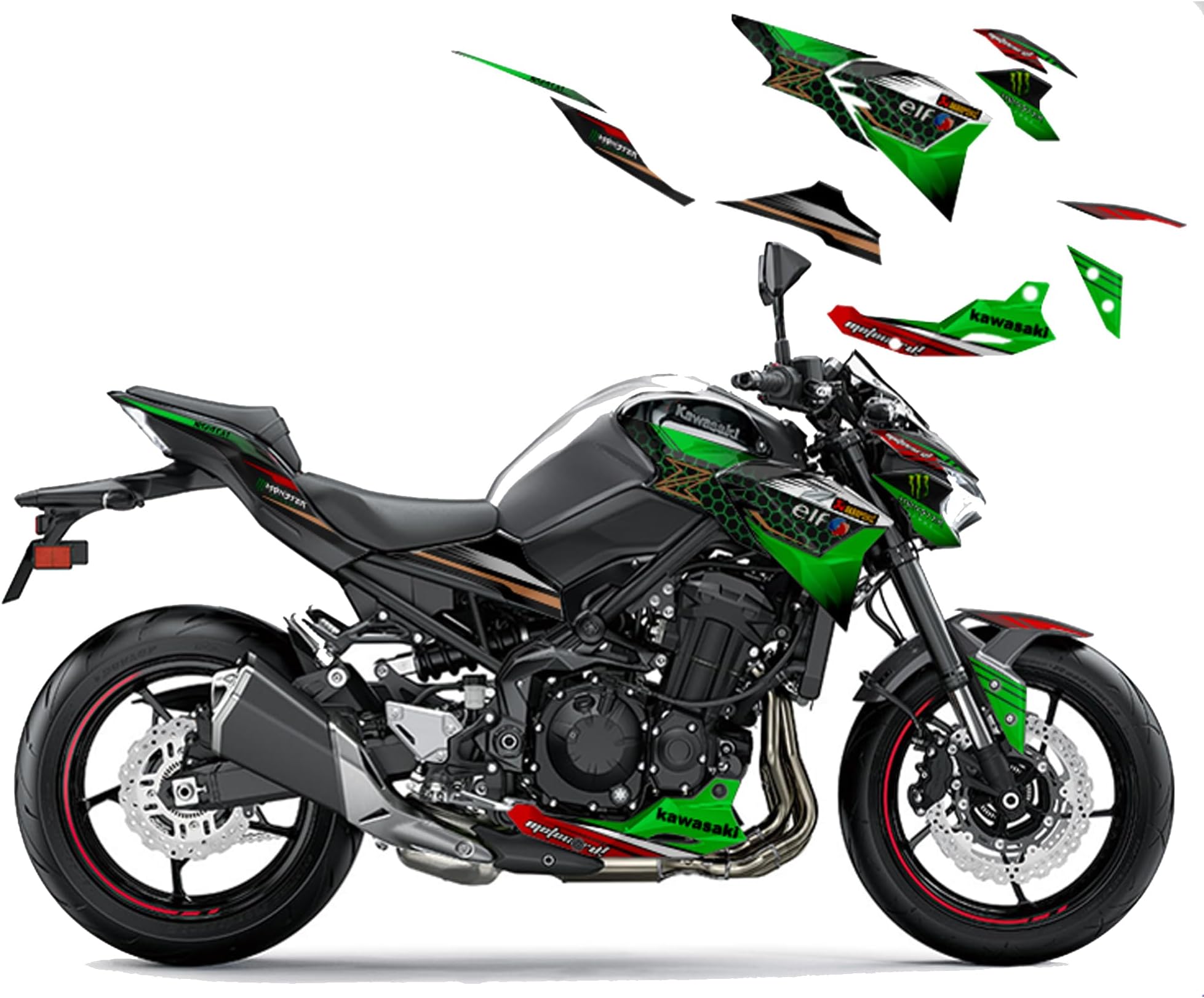 Graphic kit Stickers, Compatible with Z900, Motorcycle Protection Decals Medium Version Stickers Decorative Accessories
