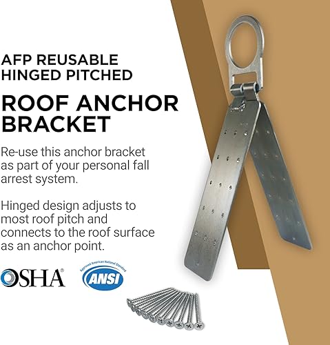 Miniatura 2 de AFP Protección contra caídas de acero de aleación de alta resistencia, reutilizable, ajustable, con bisagras, soporte de anclaje de techo inclinado