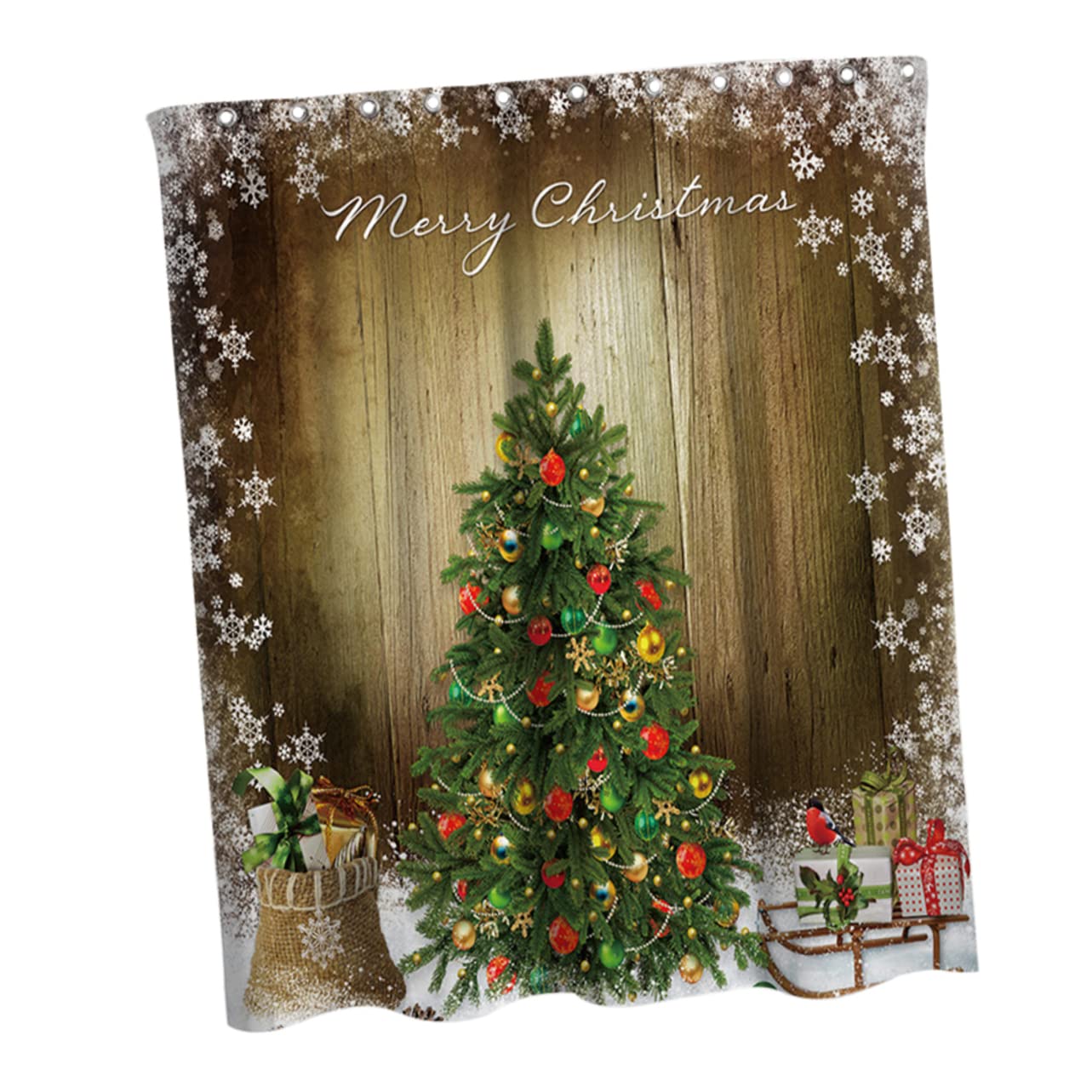 Rideau de douche sapin de Noël pour éviter l'eau sur le sol