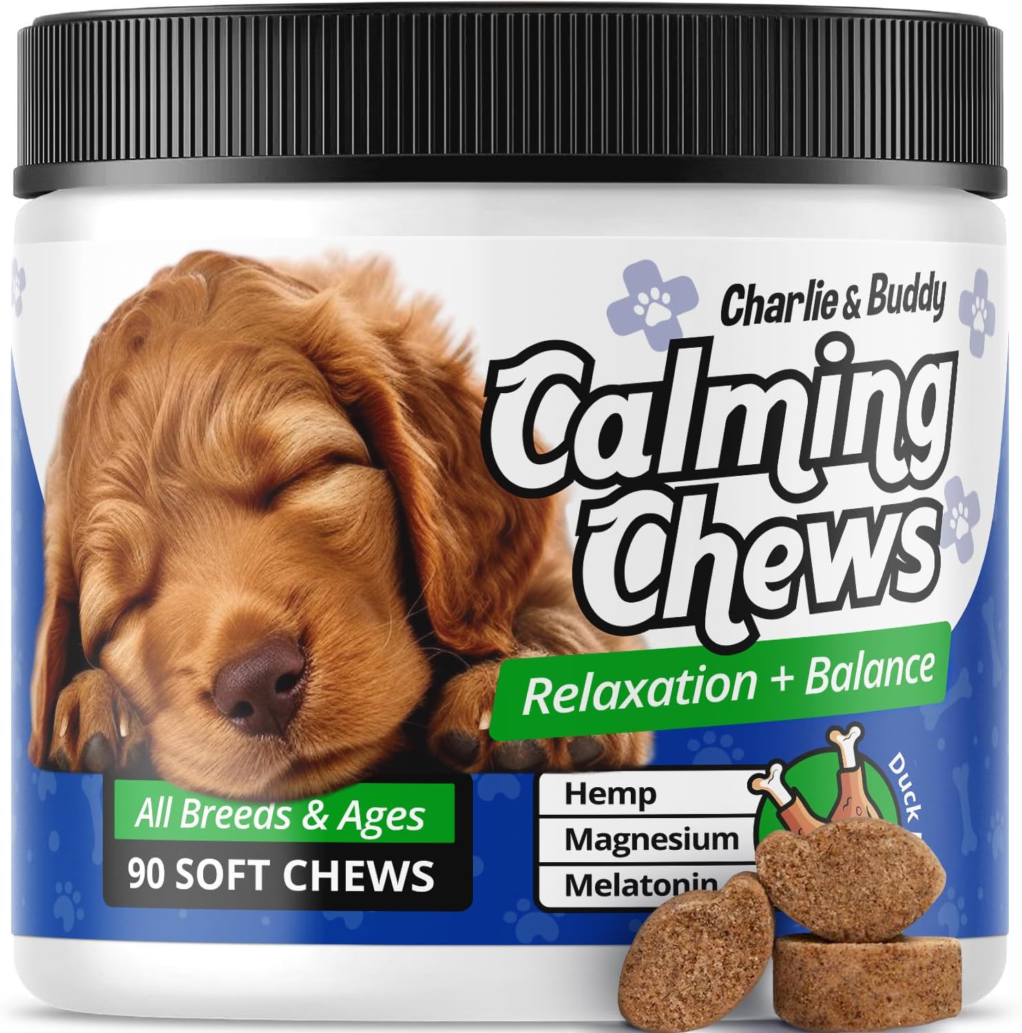 Calming Chews for Dogs – Melatonin & Chamomile, 90 Duck Flavor Soft Chews Calming Chews for Dogs – Melatonin & Chamomile, 90 Duck Flavor Soft Chews