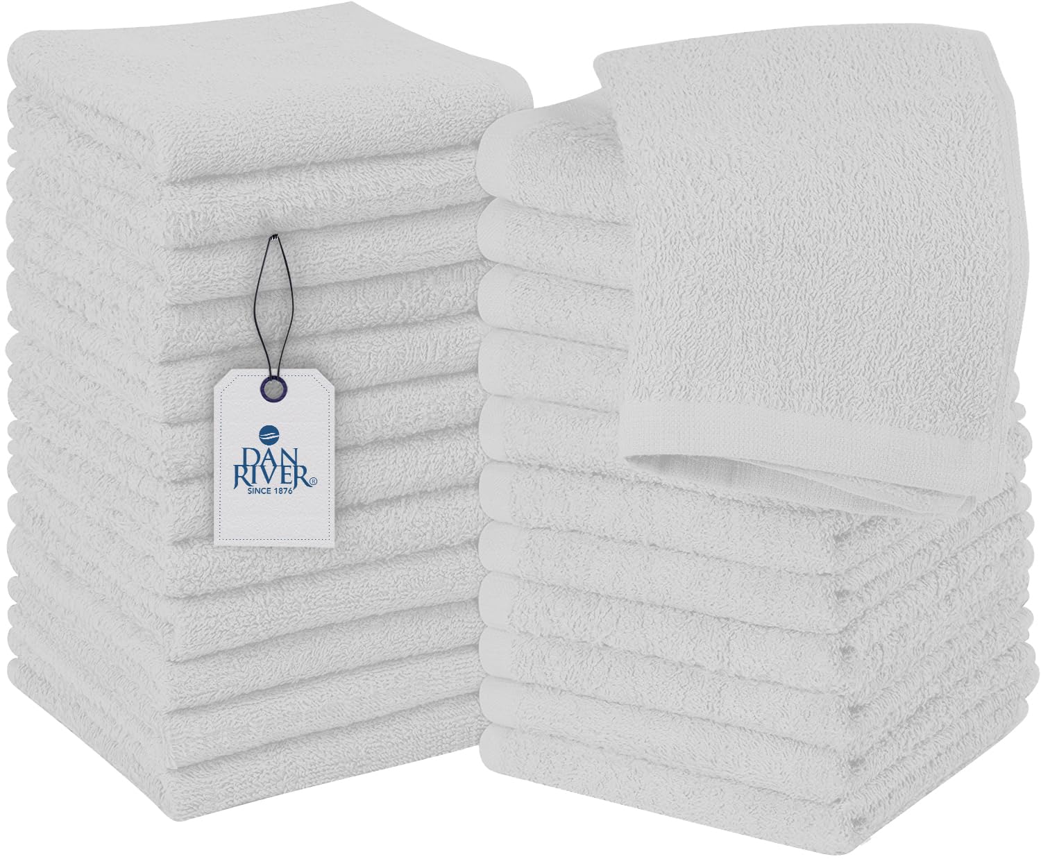 dan river 100 cotton wash cloths 24 pack 12x12 soft amp absorbent wash clothes gym hotels amp spa perfect for everyday use fingertip towels white