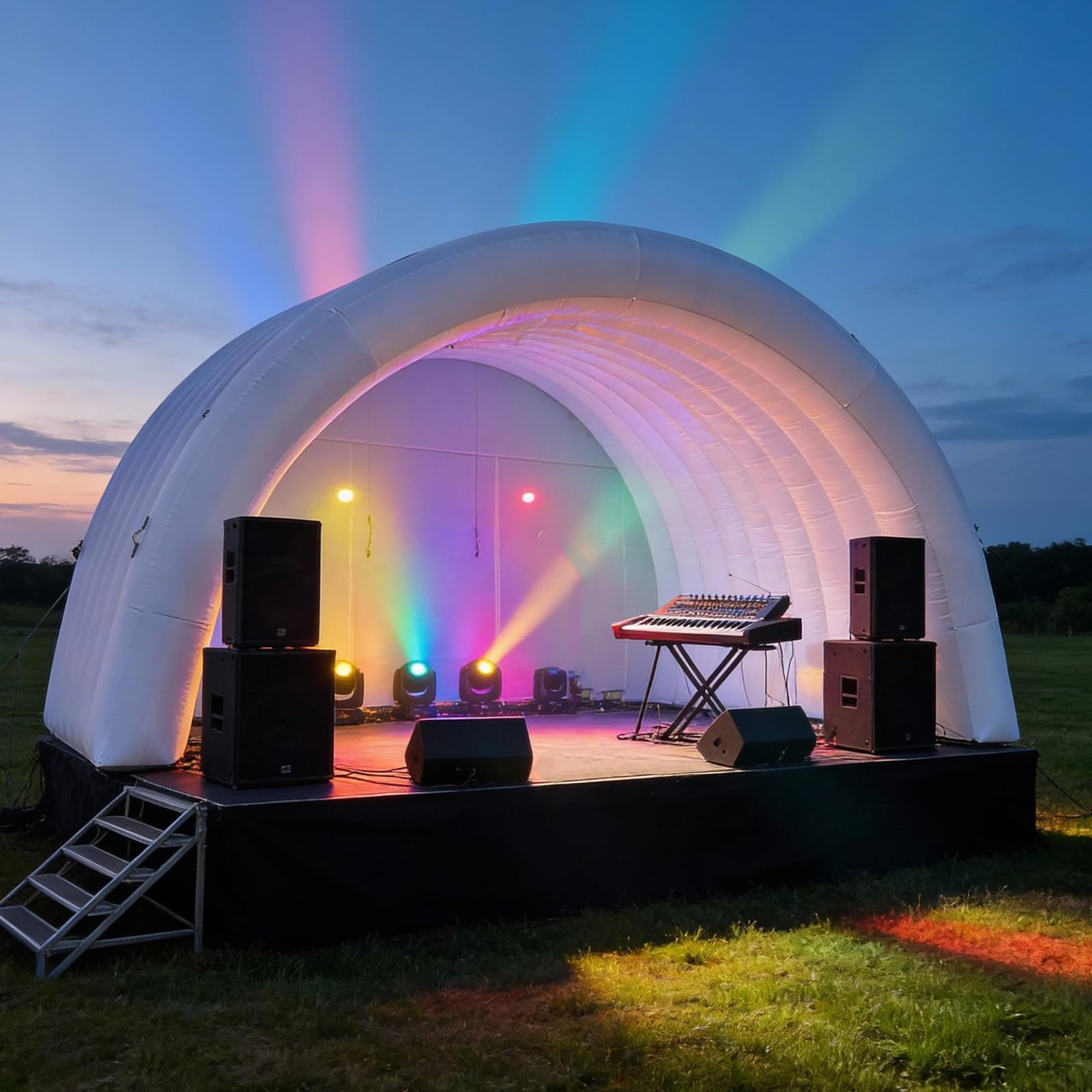 OZIS 20 × 15 × 13 FT Inflatable Event Stage Tent Indoor/Outdoor Dome Booth, Inflatable Stage Cover Party Tent Marquee Concert Shelter Dome Parties